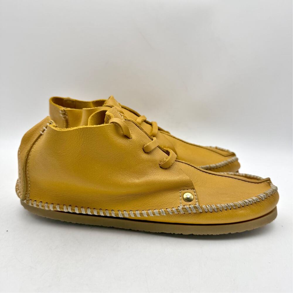RE/DONE Womens Metal Oxford Shoes EU 37 US 7 Light Brown Yellow Leather NWOB